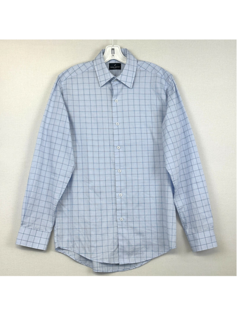 Daniel Hechter Paris Dress Shirt Blue Check Modern Fit Men's / S 14-14.5
